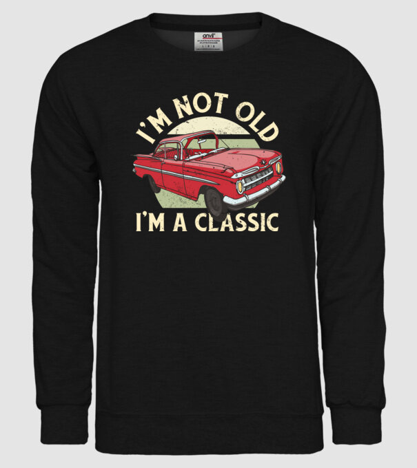 'Mașină clasică - I''m not old I''m a classic' model negru pe tricou
