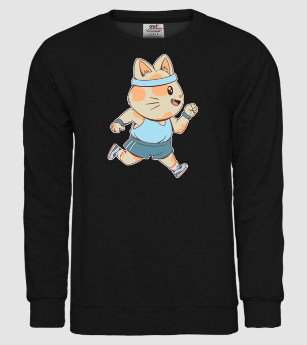 Pisică Jogging model negru pe tricou