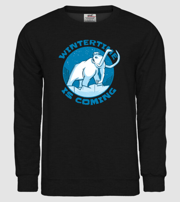 Vine Iarna Mamut model negru pe tricou