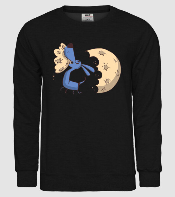 Câine Luna Mușcătură model negru pe tricou