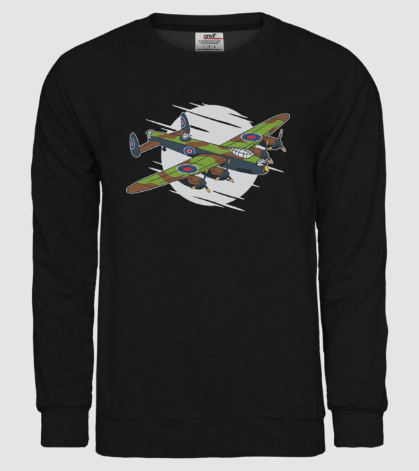 Avion bombardier Lancaster model negru pe tricou