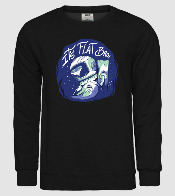 Astronaut Pământ plat model negru pe tricou