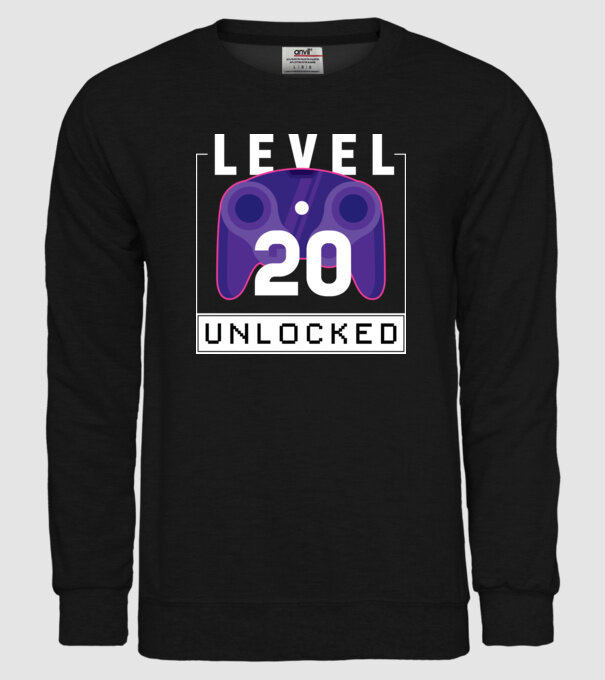 Level 20 Unlocked Gamer Birthday model negru pe tricou
