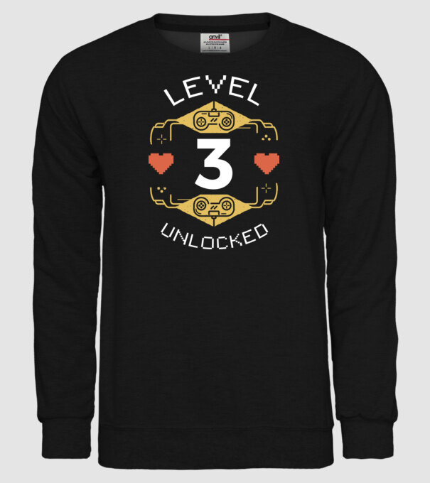 Level 3 Unlocked Gamer Birthday model negru pe tricou