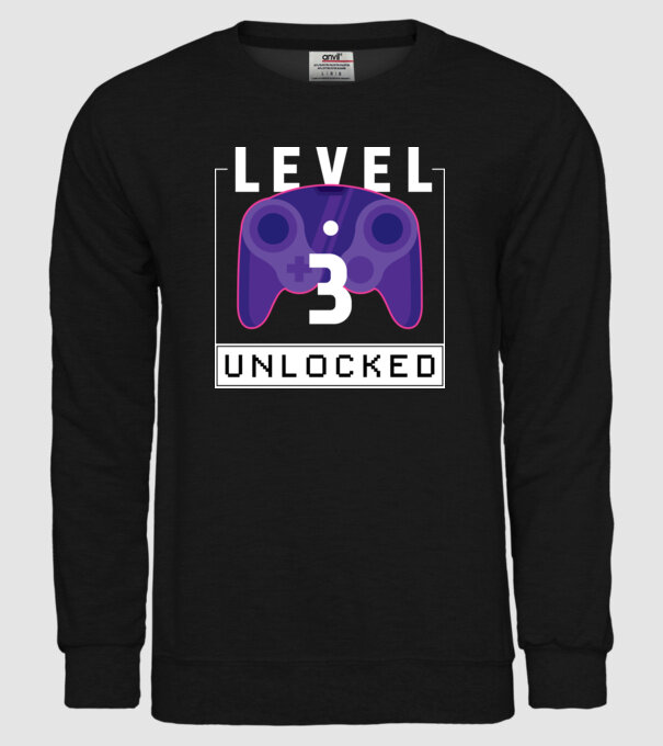 Level 3 Unlocked Gamer Birthday model negru pe tricou