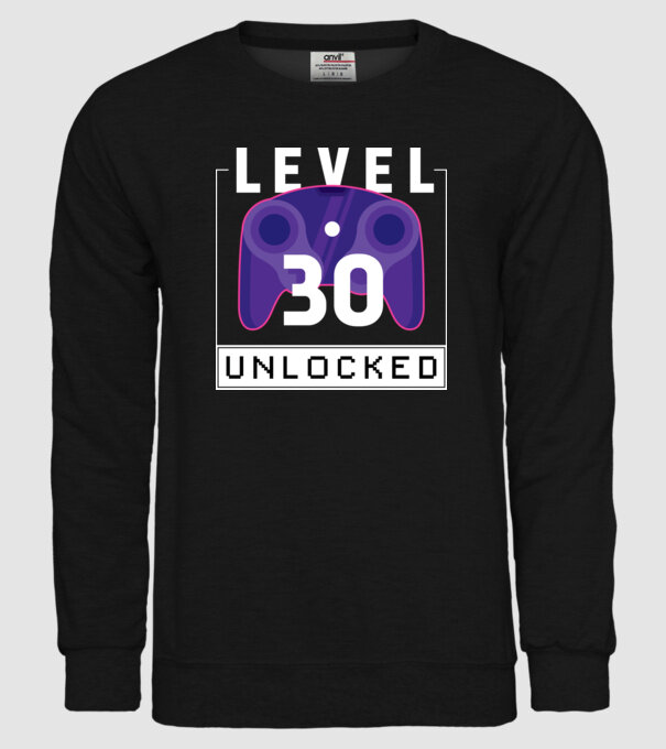 Level 30 Unlocked Gamer Birthday model negru pe tricou