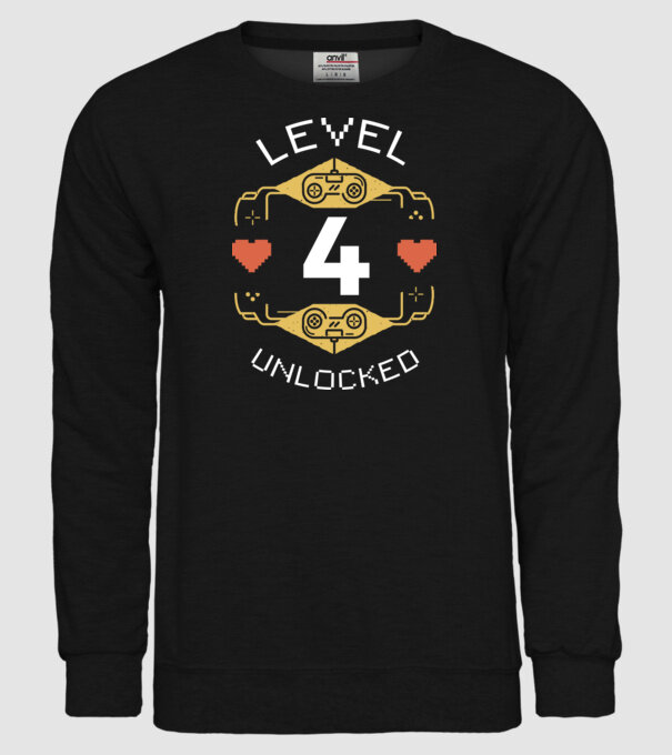 Level 4 Unlocked Gamer Birthday model negru pe tricou