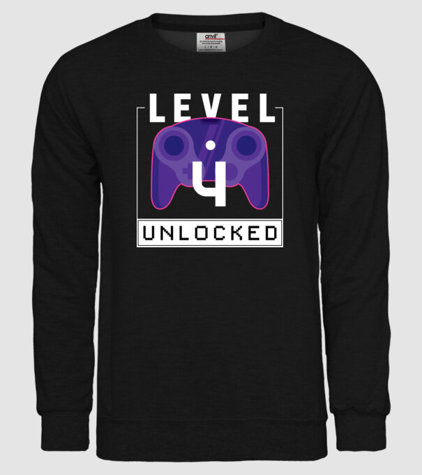 Level 4 Unlocked Gamer Birthday model negru pe tricou