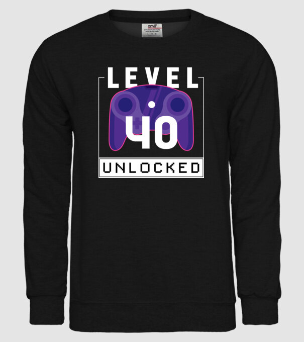Level 40 Unlocked Gamer Birthday model negru pe tricou