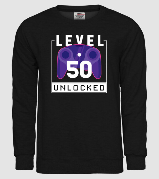 Level 50 Unlocked Gamer Birthday model negru pe tricou