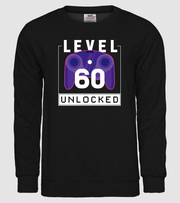 Level 60 Unlocked Gamer Birthday model negru pe tricou