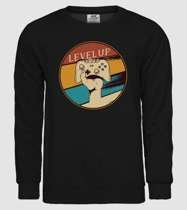 Level up - Trecere nivel Gamer model negru pe tricou