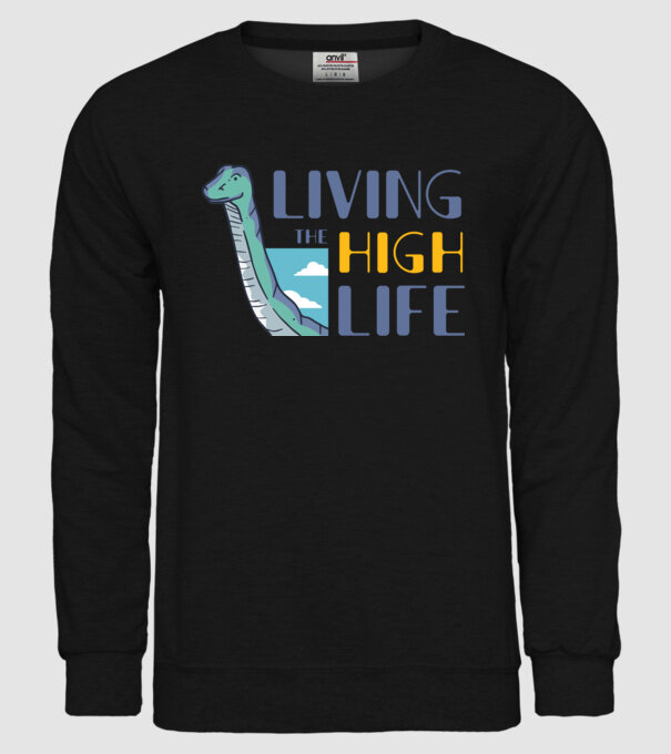 Living the High Life Dinosaur model negru pe tricou