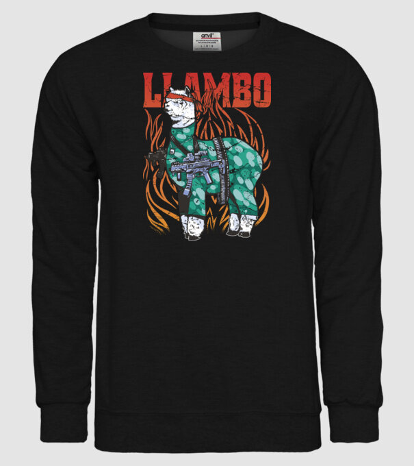 Llambo Lama model negru pe tricou