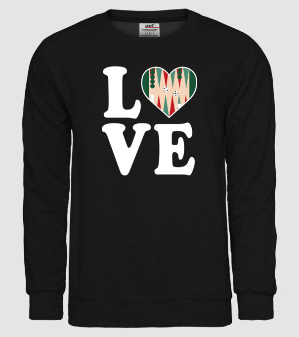 Love Backgammon model negru pe tricou