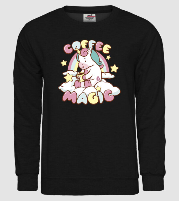 Cafea Magică Unicorn model negru pe tricou