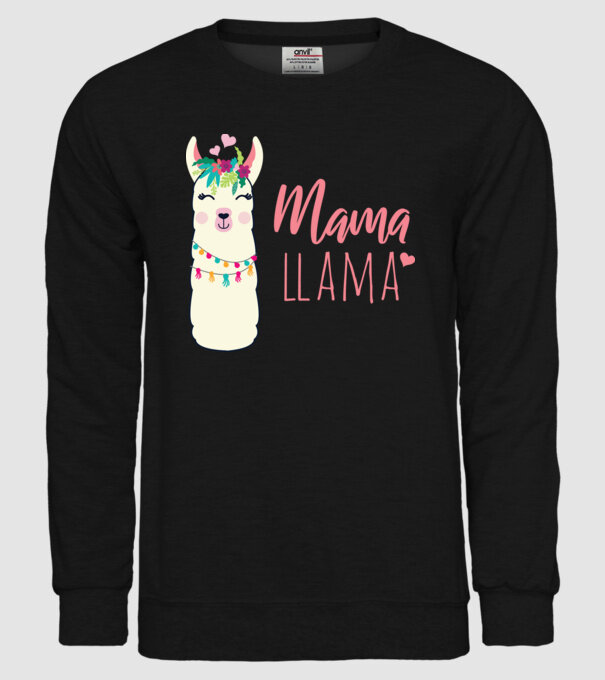 Mama Llama model negru pe tricou