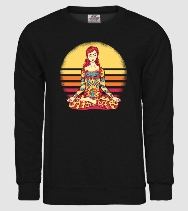 Mandala Yoga Meditație model negru pe tricou