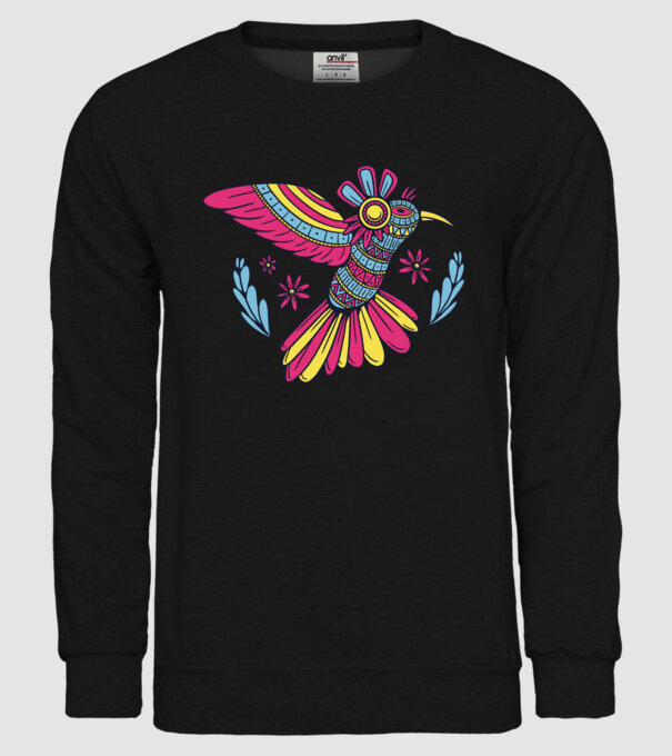 Mandala Colibri model negru pe tricou
