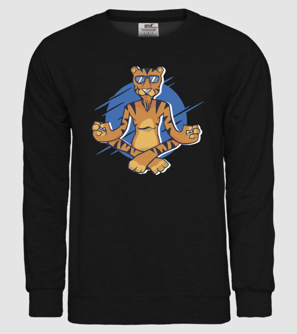 Tigru meditator model negru pe tricou