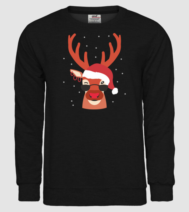 Ren cool de Crăciun model negru pe tricou