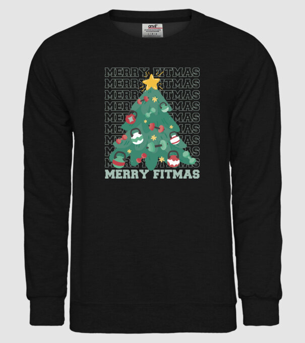 Merry Fitmas Fitmas Pom de Crăciun Fitness model negru pe tricou
