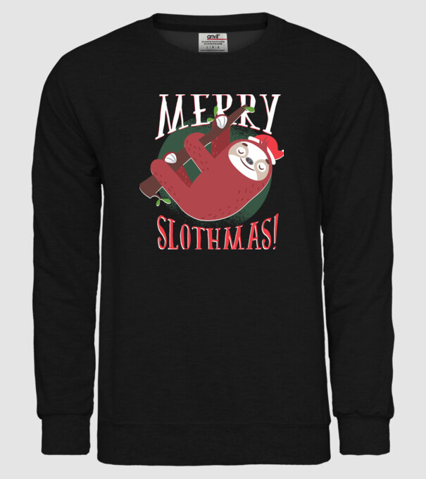 Merry Slothmas Crăciun cu Leneș model negru pe tricou