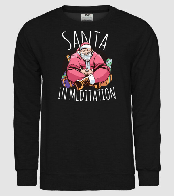Tricou de Crăciun Moș Crăciun meditație model negru pe tricou