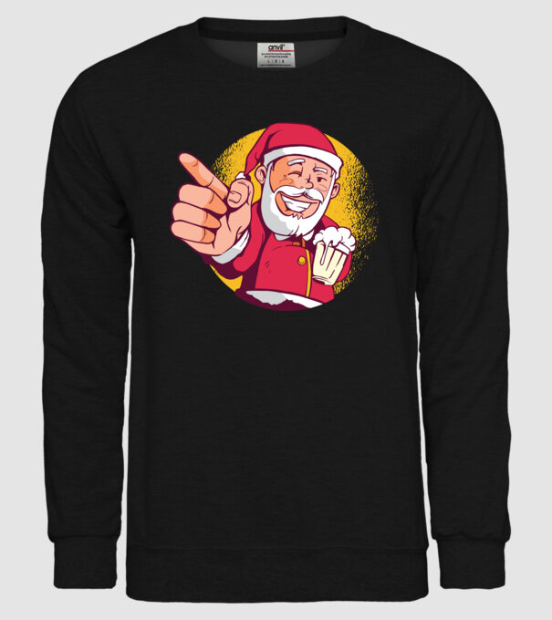 Moș Crăciun cu bere tricou model negru pe tricou