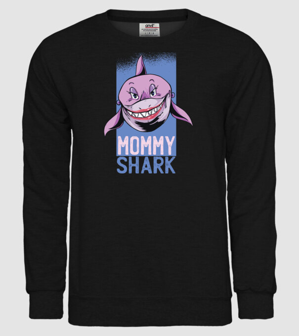 Mommy Shark tricou pentru mama model negru pe tricou