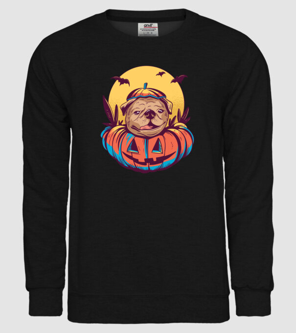 Mops Halloween model negru pe tricou