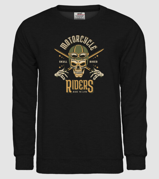 Craniu Motociclist model negru pe tricou