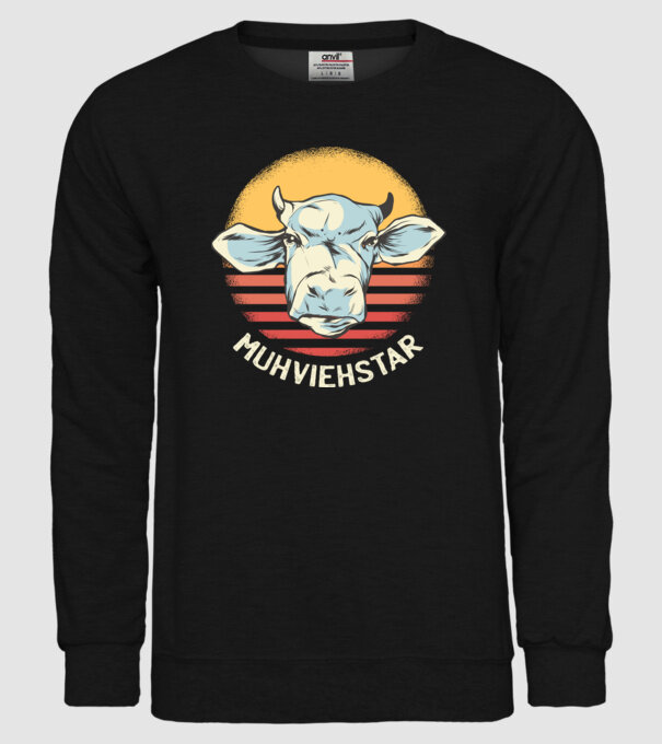 Vacă Muhviehstar model negru pe tricou