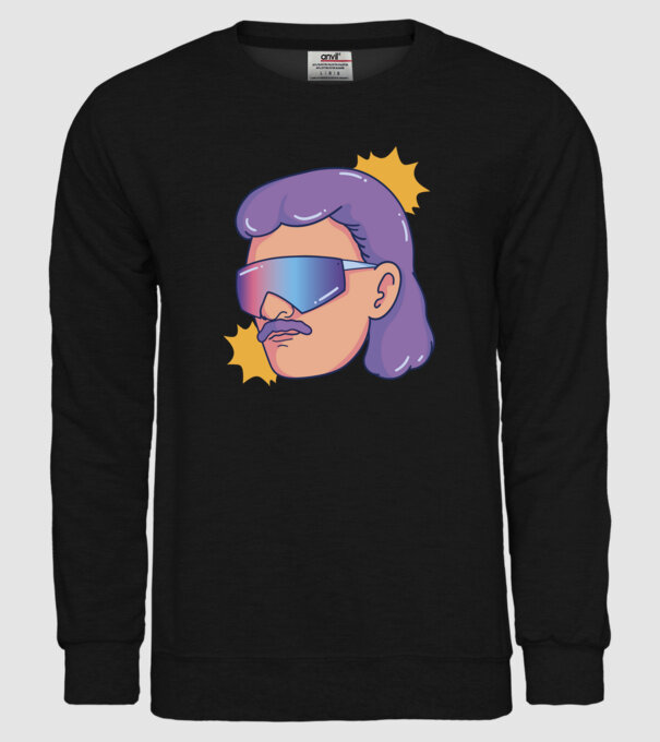 Cap Mullet Retro model negru pe tricou