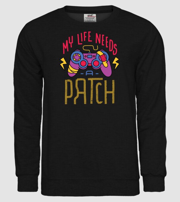 My life needs a patch Gamer model negru pe tricou