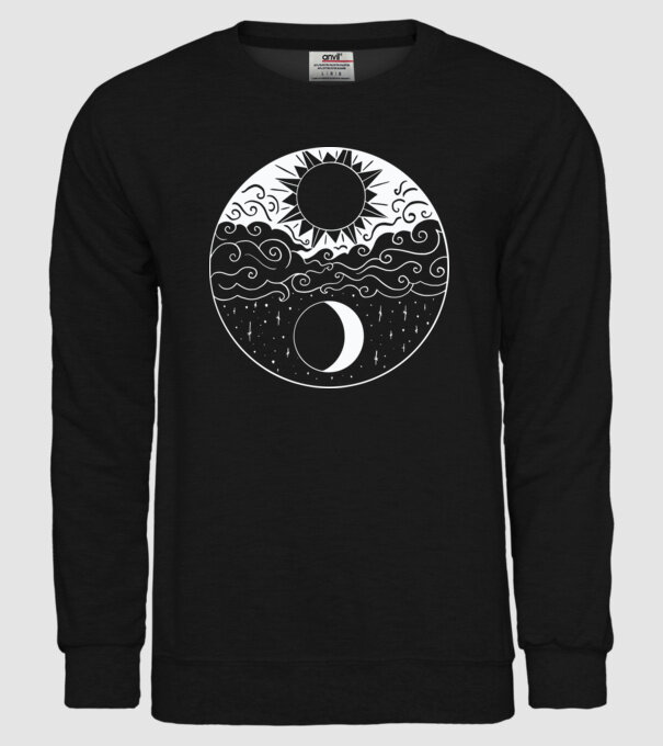 Soare și Lună Jin Jang model negru pe tricou