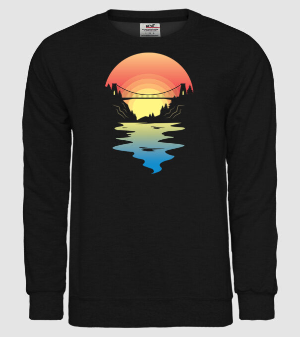 Peisaj apus de soare model negru pe tricou