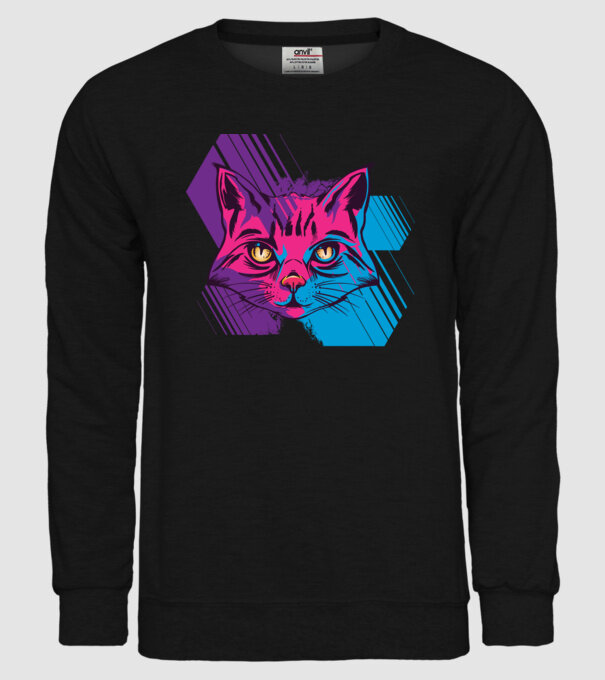 Pisică Neon model negru pe tricou