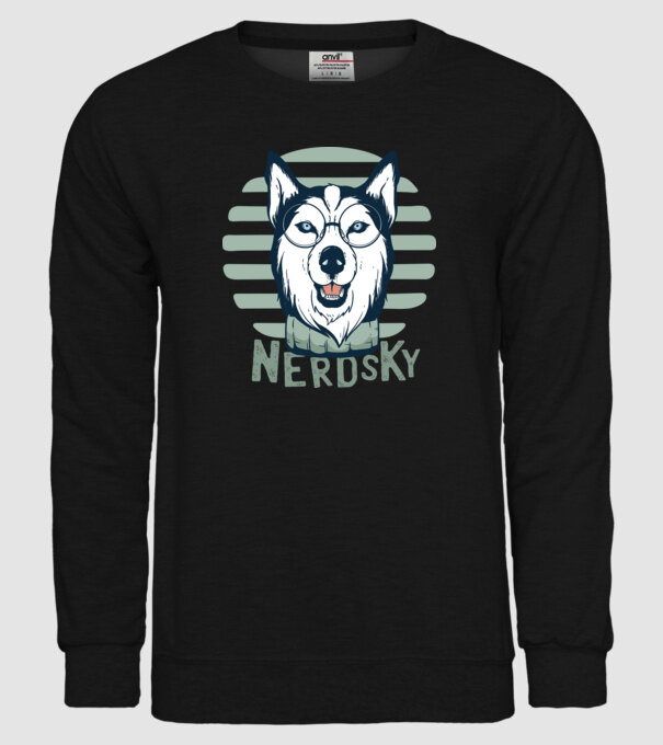 Nerdsky Husky model negru pe tricou