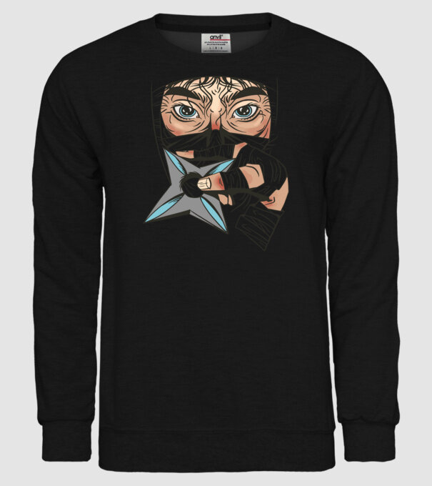 Cap de ninja model negru pe tricou