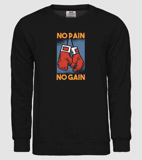 No pain no gain box model negru pe tricou