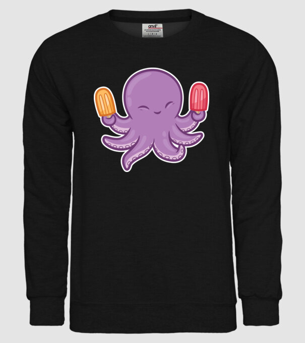 Înghețată Caracatiță Octopus model negru pe tricou