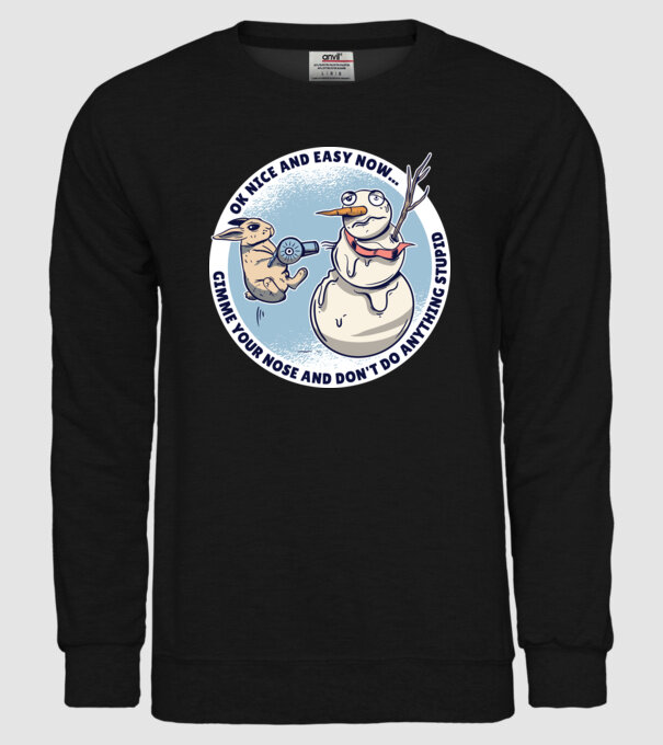 Ok nice and easy now... Iepurașul terorizează omul de zăpadă tricou amuzant model negru pe tricou