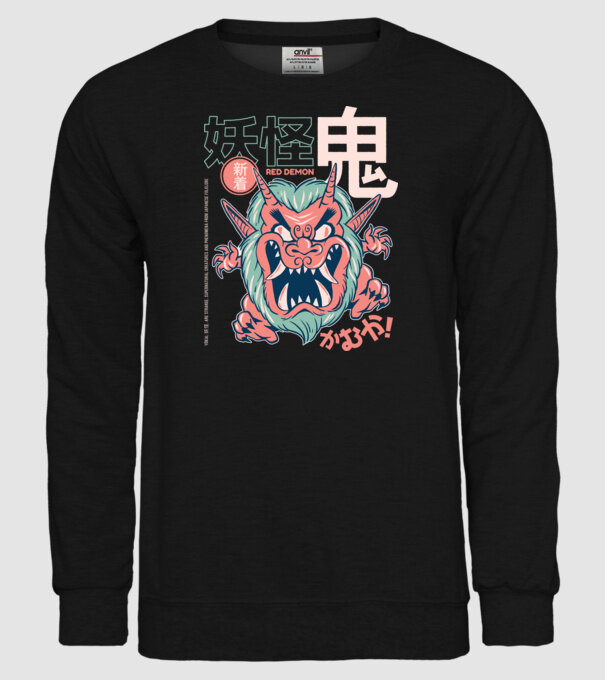 Oni Yokai Anime model negru pe tricou