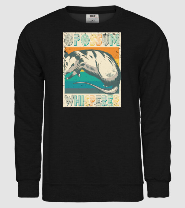 Opossum Whisperer model negru pe tricou