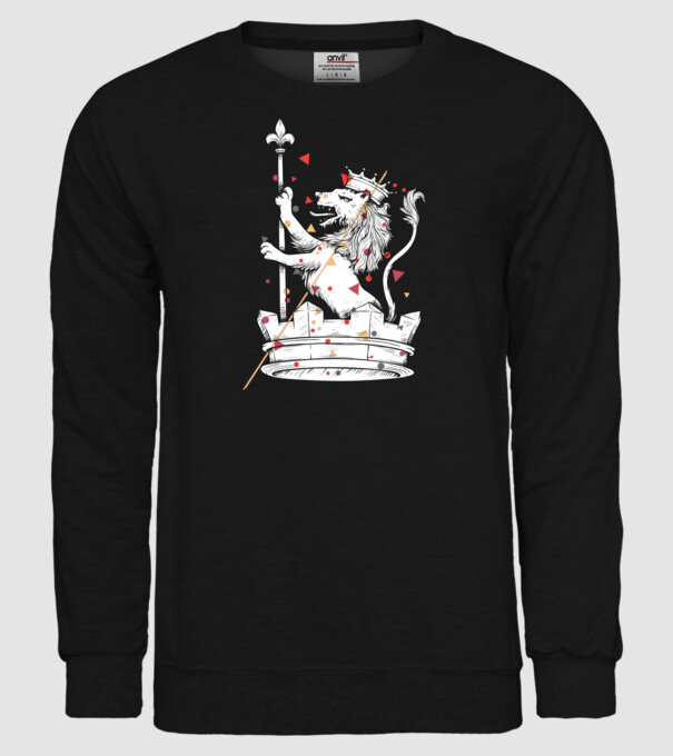 Leu Coroană model negru pe tricou