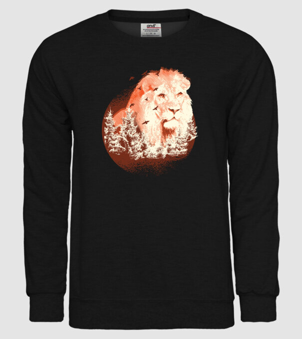 Tricou Leu Natură model negru pe tricou