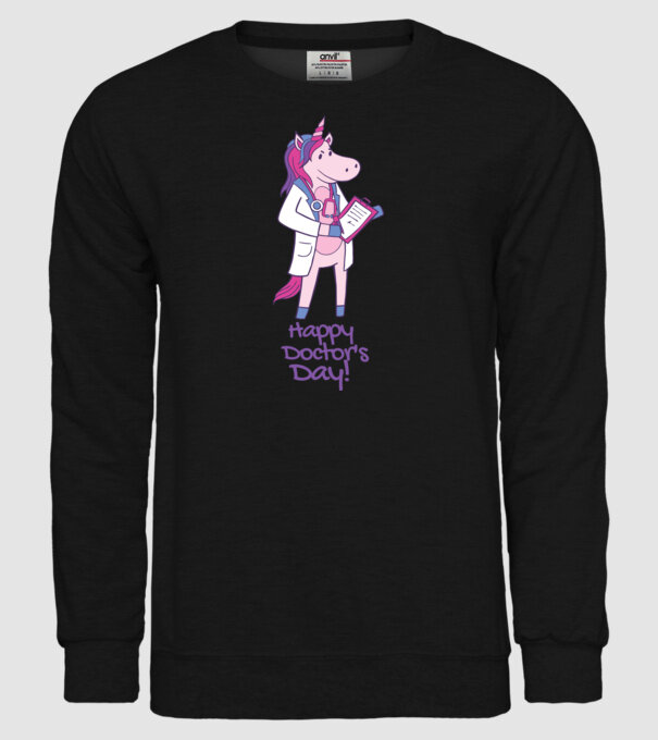 Medic Unicorn model negru pe tricou
