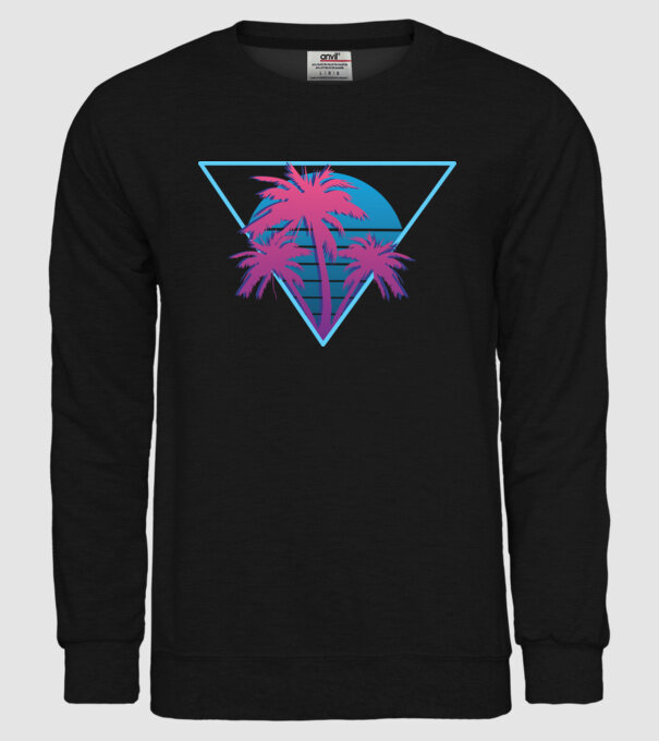 Copaci de palmier Retro Neon model negru pe tricou