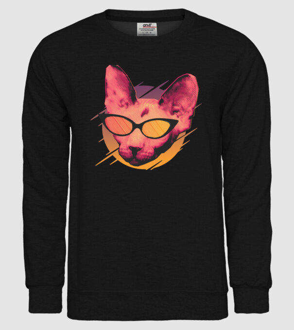 Pisică Petrecere model negru pe tricou